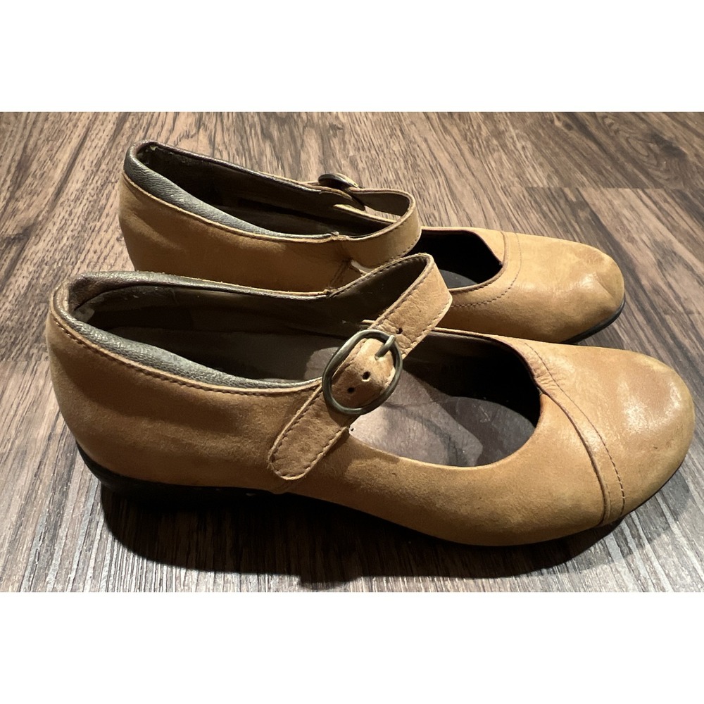 Dansko Fawna Chestnut Calf Maryjane Shoes Leather Wedge Heel Comfort Size 38